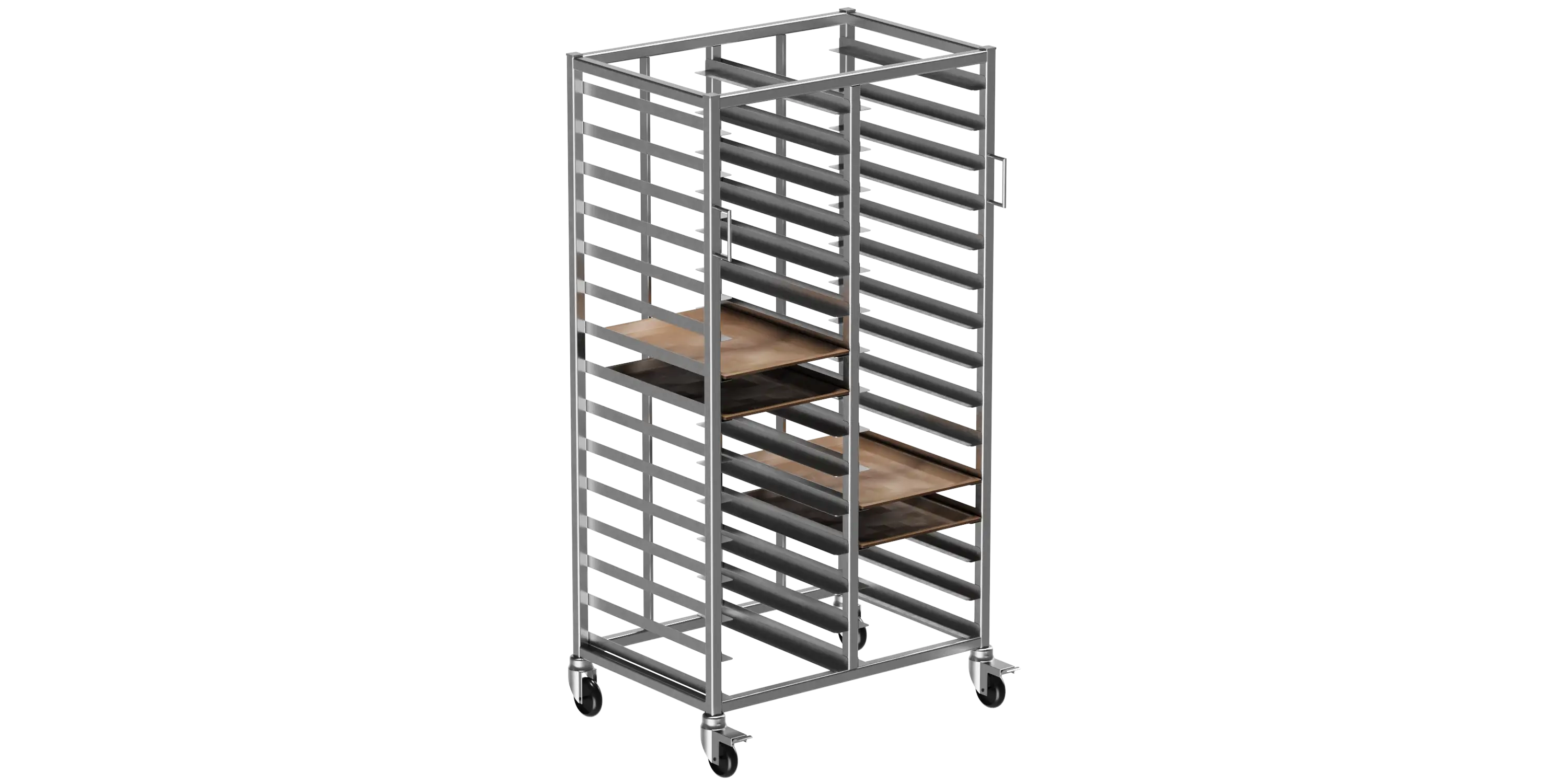 37x53 Tepsi Taşıma Arabası Çiftli 30 Adet Tepsi Kapasiteli(37x53 Tray Trolley Twin) 2x15
